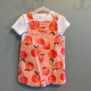 NWT Baby Girl’s Carter’s just one you Peach Jumper and White Onesie